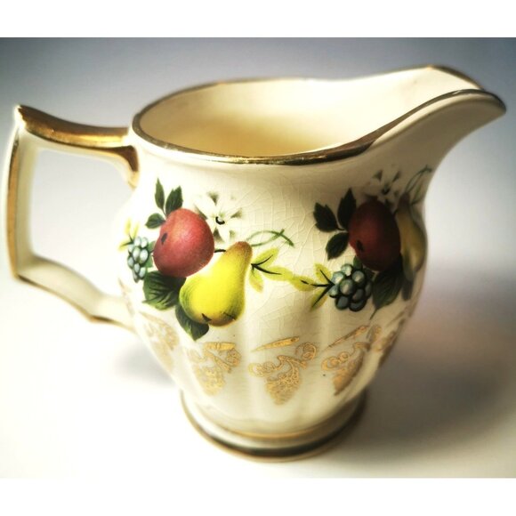 Creamer Sugar Bowl Set  Fruit Pattern Sadler Eng.  Vintage Marked 3426 Limited - Picture 6 of 9